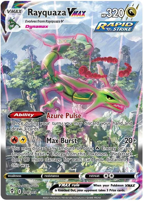 Rayquaza VMAX 218/203 Alt. Art Pokemon Card (SWSH Evolving Skies)