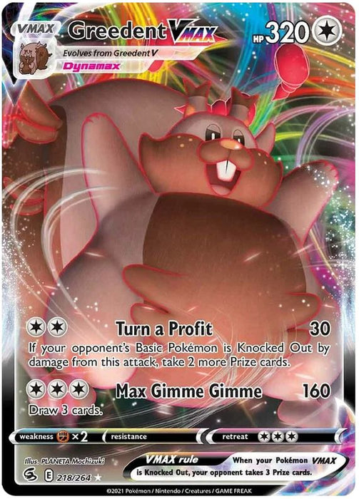 Greedent VMAX 218/264 Rare VMAX Pokemon Card (SWSH Fusion Strike)