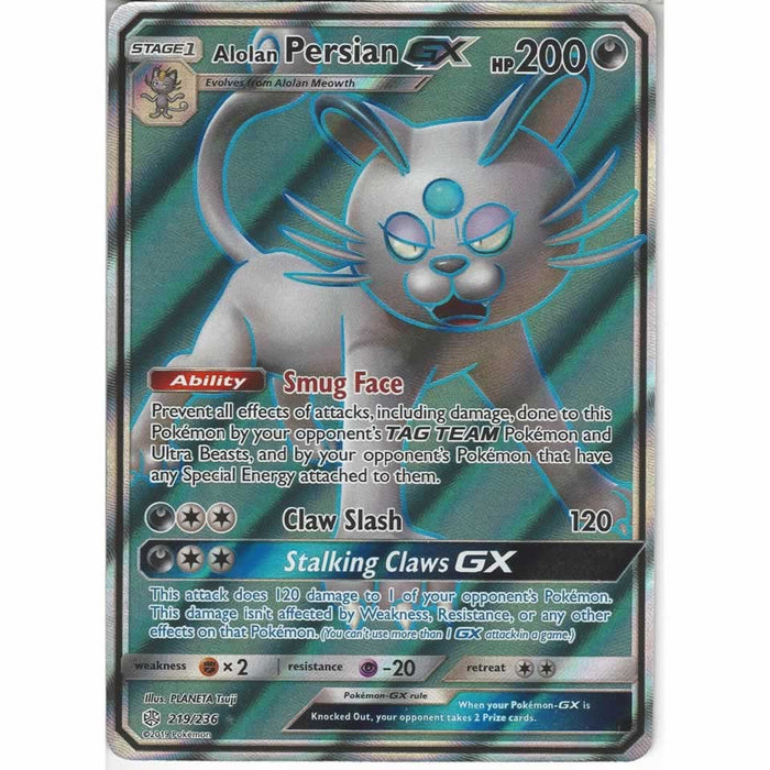 Alolan Persian GX 219/236 Ultra Rare Pokemon Card (Cosmic Eclipse)