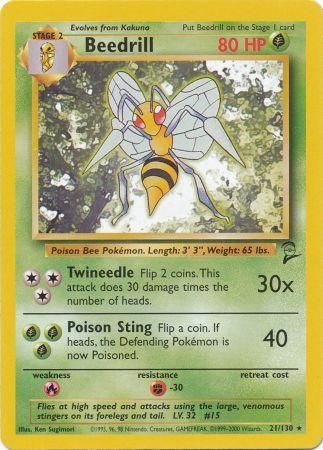 Beedrill 21/130 Rare Pokemon Card (Base Set 2)