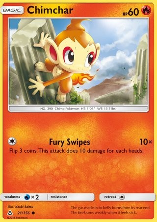 Chimchar 21/156 Common Pokemon Card (Ultra Prism)