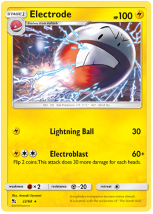 Electrode 22/68 Rare Pokemon Card (Hidden Fates)