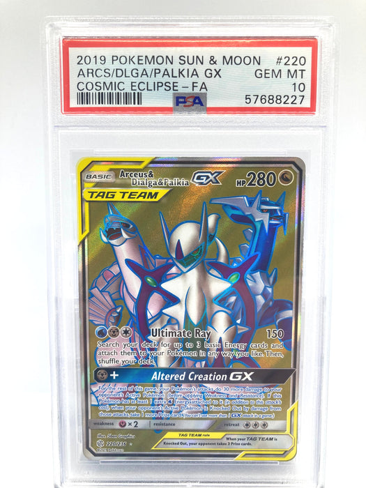 Arceus & Dialga & Palkia GX 220/236 PSA 10 Gem Mint Graded Pokemon Car Titan Cards Ltd Arceus & Dialga & Palkia GX 220/236 PSA 10 Gem Mint Graded Pokemon Car Titan Cards Ltd