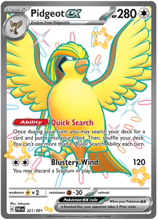 Pidgeot ex 221/091 Shiny Ultra Rare Pokemon Card (SV 4.5 Paldean Fates)