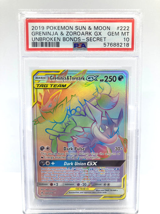 Greninja & Zoroark GX 222/214 PSA 10 Gem Mint Graded Pokemon Card (Unbroken Bonds)