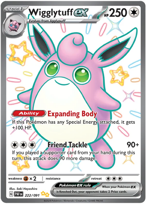 Wigglytuff ex 222/091 Shiny Ultra Rare Pokemon Card (SV 4.5 Paldean Fates)