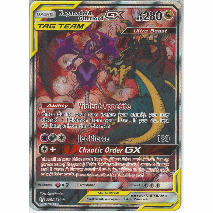 Naganadel & Guzzlord GX 224/236 Full Art Pokemon Card (Cosmic Eclipse)