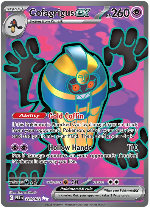 Cofagrigus ex 224/182 Ultra Rare Pokemon Card (SV04 Paradox Rift)