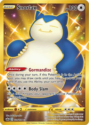 Snorlax 224/198 Secret Rare Pokemon Card (SWSH Chilling Reign)