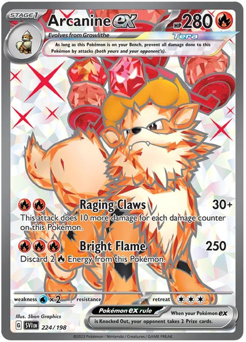 Arcanine ex 224/198 Ultra Rare Double Pokemon Card (Scarlet & Violet Base)