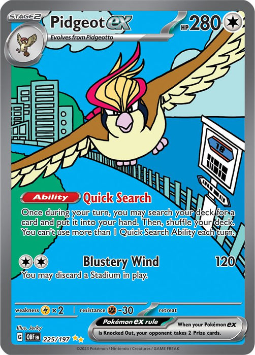 Pidgeot ex 225/197 Special Illustration Rare Pokemon Card (SV Obsidian Flames)