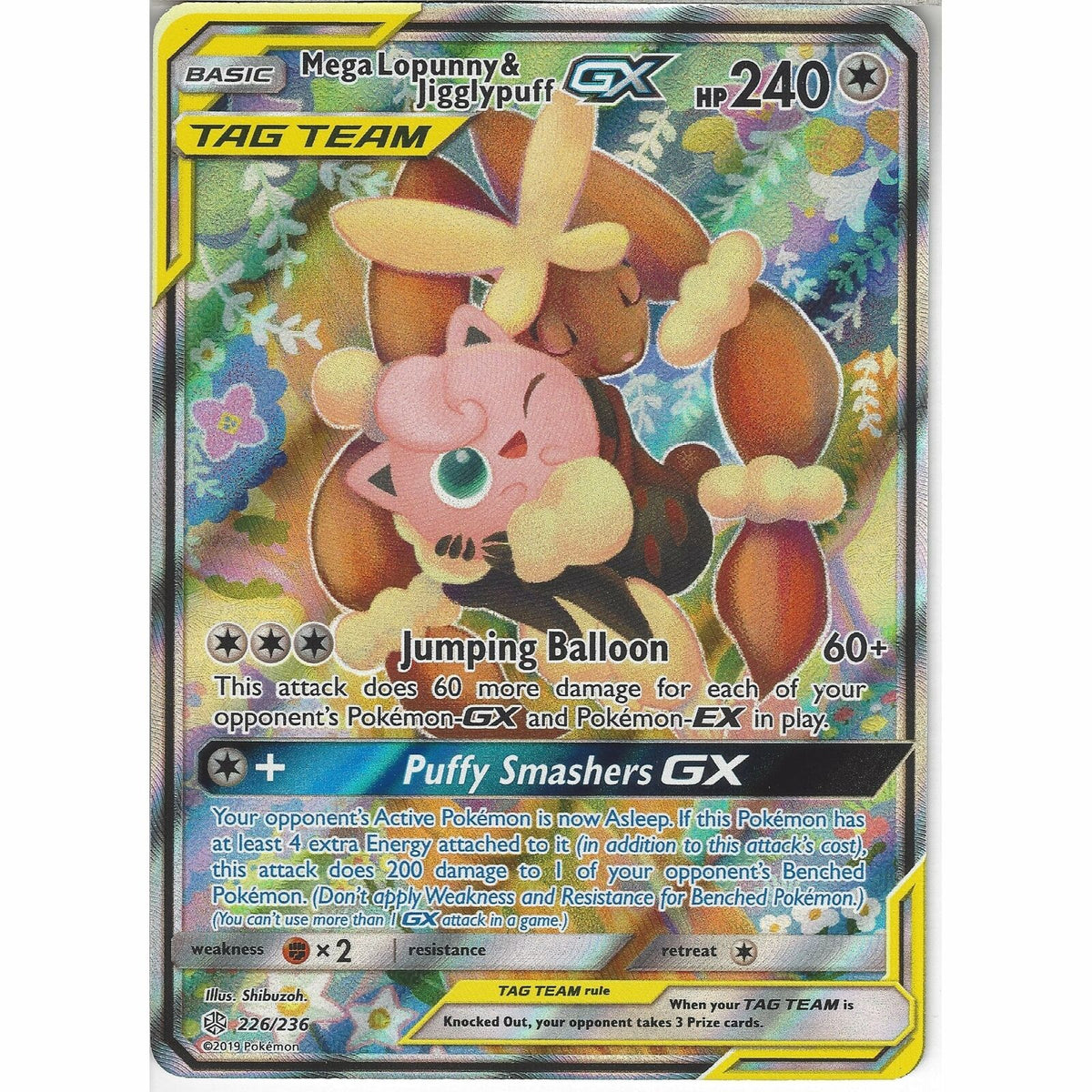 Mega Lopunny & Jigglypuff GX Tag Team 226/236 Pokemon Card (SM Cosmic —  Titan Cards Ltd