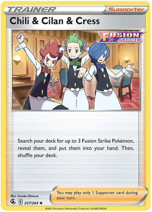 Chili & Cilan & Cress 227/264 Uncommon Pokemon Card (SWSH Fusion Strike)