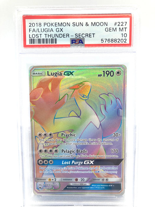 graded lugia card Lugia GX 227/214 PSA 10 Gem Mint Graded Pokemon Card (Sun & Moon Lost Thunder)