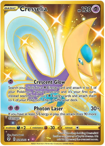 Cresselia 228/203 Gold Secret Rare Pokemon Card (SWSH Evolving
