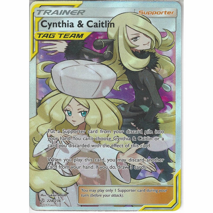 Cynthia & Caitlin 228/236 Full Art Supporter Pokemon Card (SM Cosmic Eclipse)