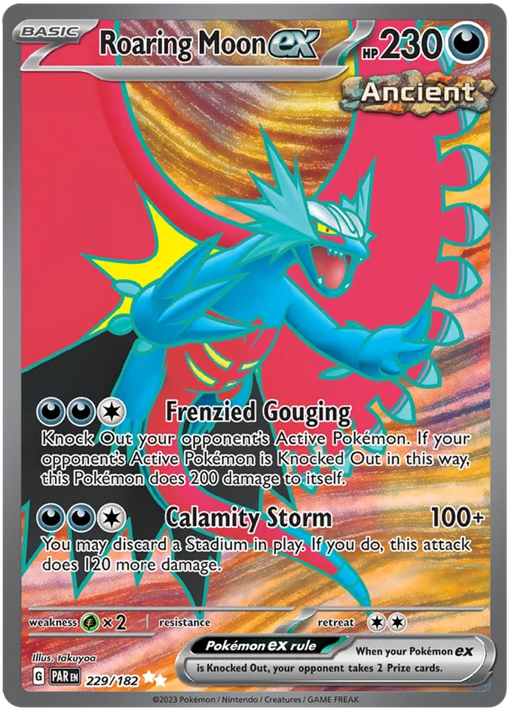 Roaring Moon ex 229/182 Ultra Rare Pokemon Card (SV04 Paradox Rift)