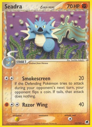 Seadra d 22/101 Rare Pokemon Card (EX Dragon Frontier)