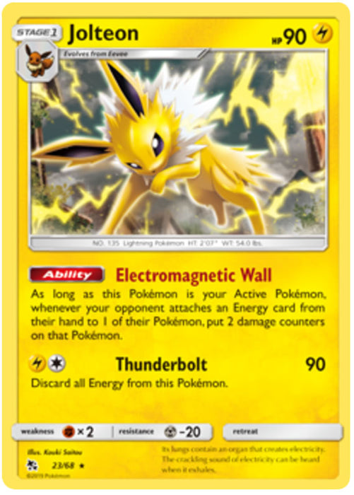 Jolteon 23/68 Rare Reverse Holo Pokemon Card (Hidden Fates)