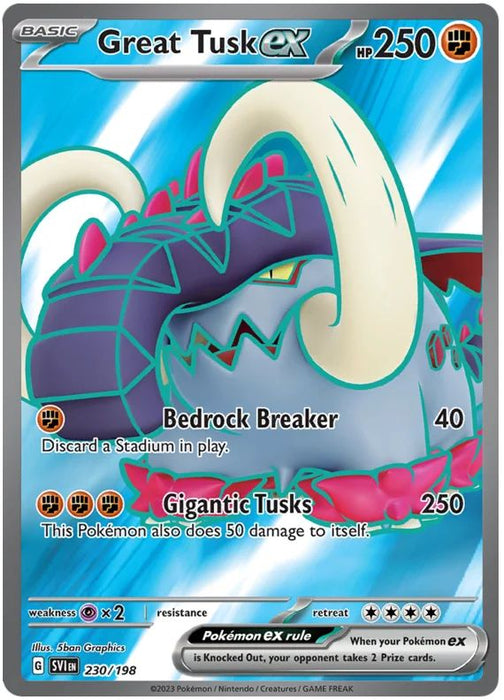 Great Tusk ex 230/198 Ultra Rare Double Pokemon Card (Scarlet & Violet Base)