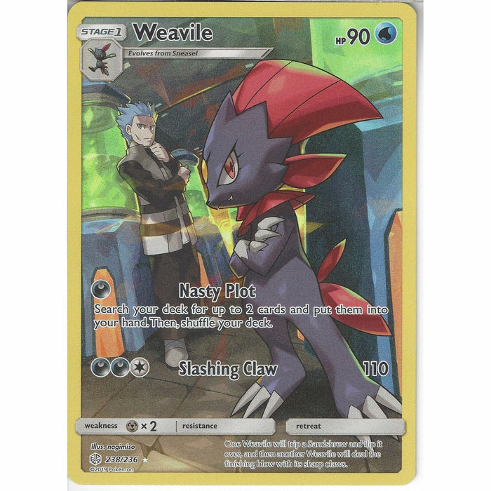 Weavile 238/236 Secret Rare Pokemon Card (Cosmic Eclipse)