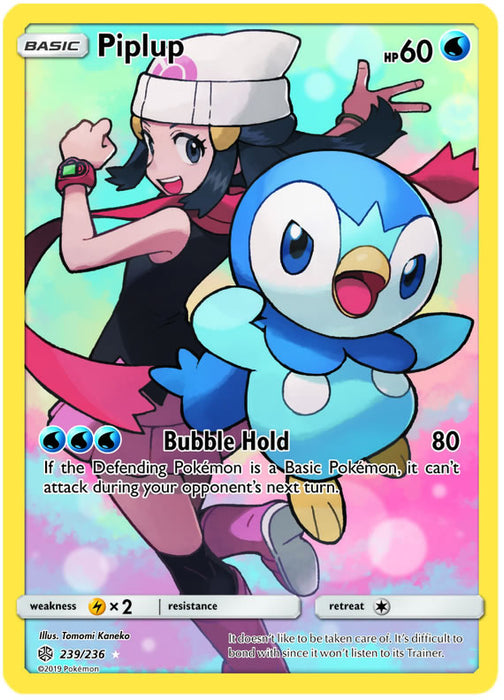 Piplup 239/236 Secret Rare Pokemon Card (Cosmic Eclipse)