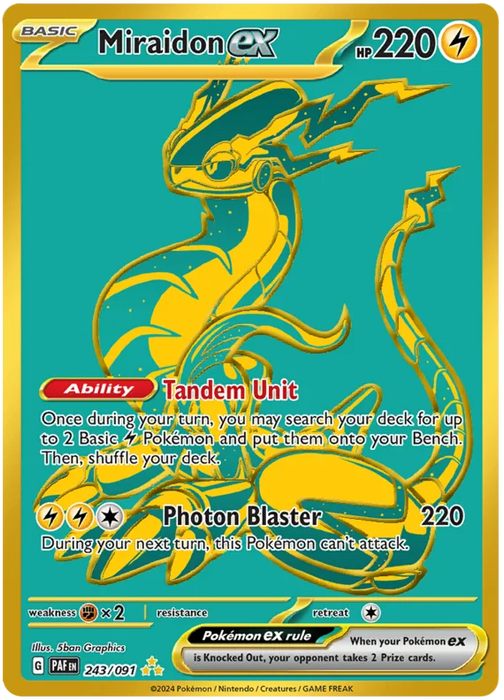 Miraidon ex 243/091 Hyper Rare Pokemon Card (SV 4.5 Paldean Fates)