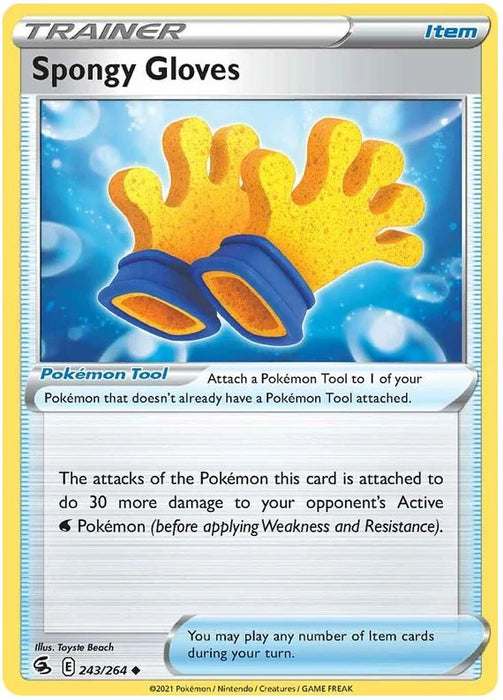 Spongy Gloves 243/264 Uncommon Reverse Holo Pokemon Card (SWSH Fusion Strike)