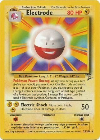 Electrode 25/130 Rare Pokemon Card (Base Set 2)