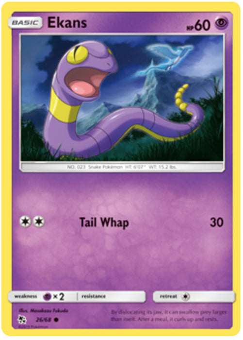 Ekans 26/68 Common Reverse Holo Pokemon Card (Hidden Fates)