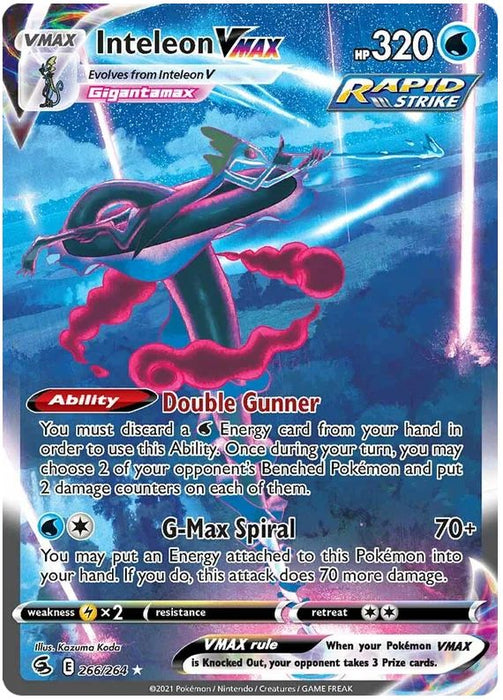 Inteleon VMAX 266/264 Rainbow Rare Pokemon Card (SWSH Fusion Strike)