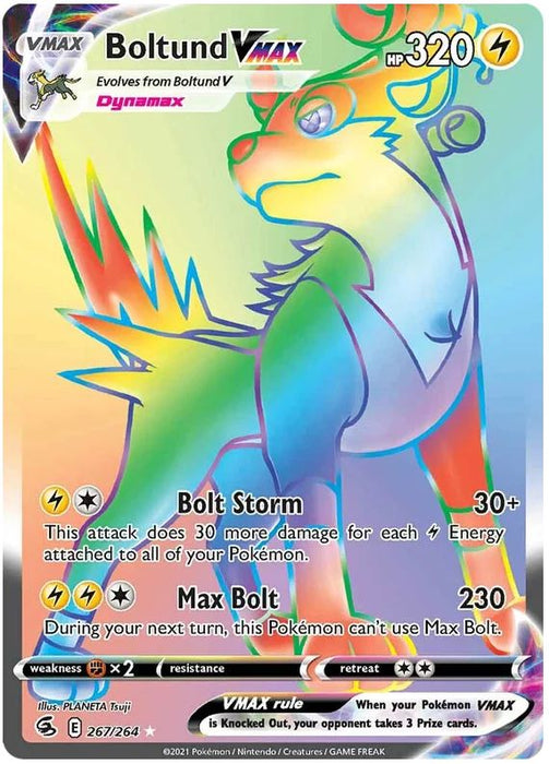 Boltund VMAX 267/264 Rainbow Rare Pokemon Card (SWSH Fusion Strike)