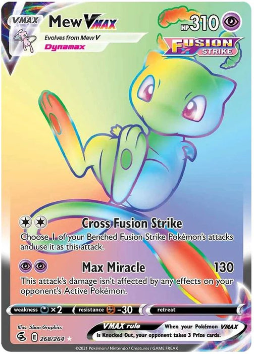 Mew VMAX 268/264 Rainbow Rare Pokemon Card (SWSH Fusion Strike)