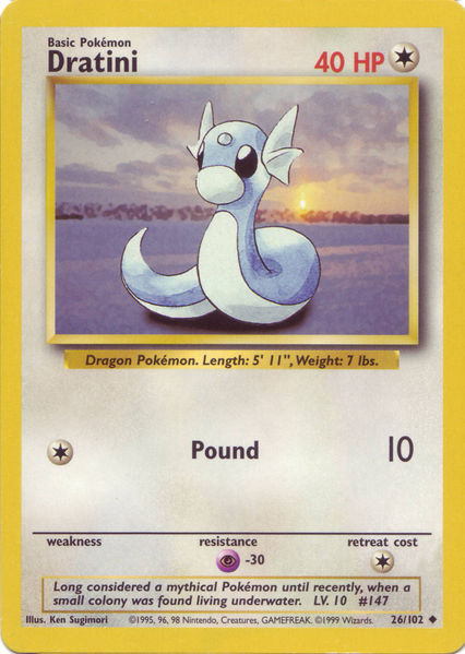 Dratini 26/102 Uncommon Pokemon Card (Base Set)