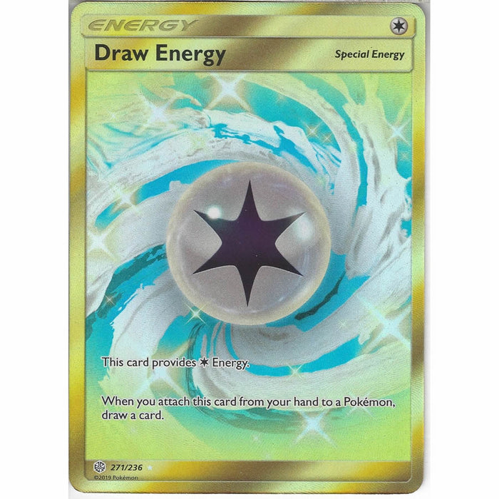 Draw Energy 271/236 Gold Secret Rare Pokemon Card (SM Cosmic Eclipse)