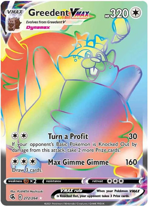 Greedent VMAX 272/264 Rainbow Rare Pokemon Card (SWSH Fusion Strike)