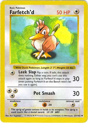 Farfetch'd 27/102 Exc. Cond Uncommon Pokemon Card (Base Set)