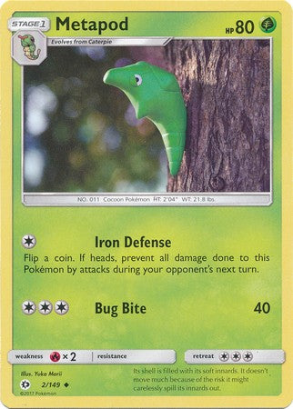 Metapod 2/149 Uncommon Reverse Holo (Sun & Moon Base Set)