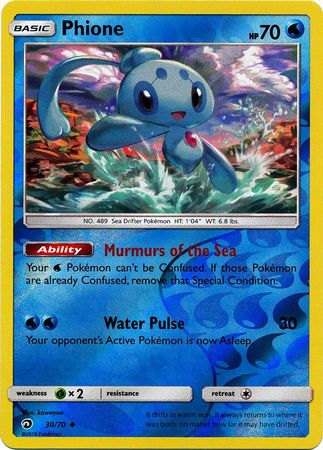Phione 30/70 Uncommon Reverse Holo Pokemon Card (Dragon Majesty)