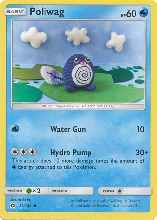 Poliwag 30/149 Common Reverse Holo Pokemon Card (Sun & Moon Base Set)