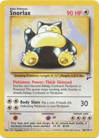 Snorlax 30/130 Rare Pokemon Card (Base Set 2)