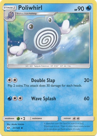 Poliwhirl 31/149 Uncommon Reverse Holo Pokemon Card (Sun & Moon Base Set)