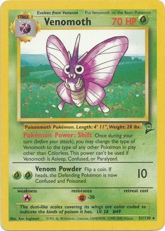 Venomoth 31/130 Rare Pokemon Card (Base Set 2)