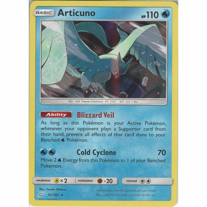 Articuno 32/181 Rare Holo Pokemon Card (Sun & Moon Team Up)