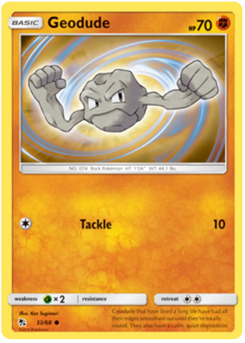 Geodude 33/68 Common Reverse Holo Pokemon Card (Hidden Fates)