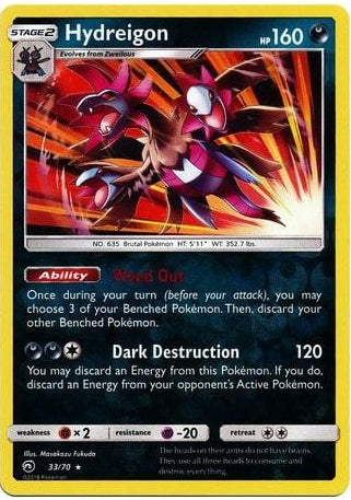 Hydreigon 33/70 Rare Reverse Holo Pokemon Card (Dragon Majesty)