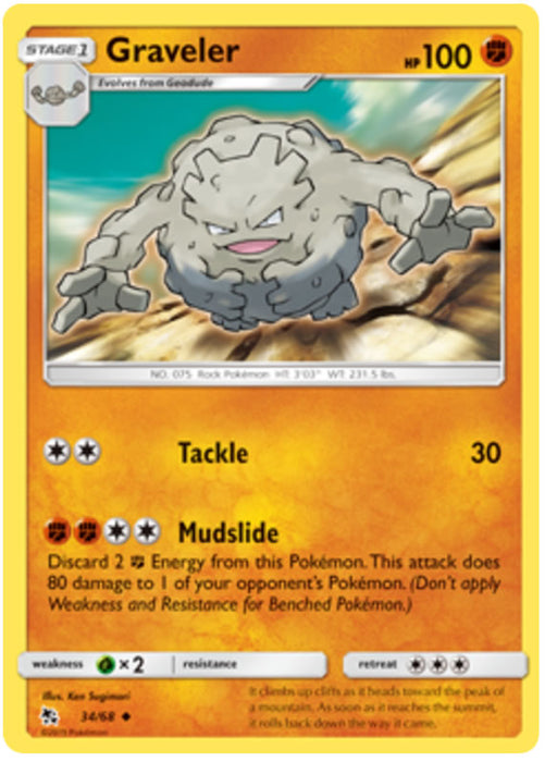 Graveler 34/68 Uncommon Pokemon Card (Hidden Fates)