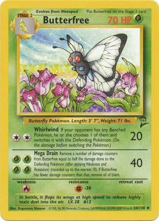 Butterfree 34/130 Uncommon Pokemon Card (Base Set 2)