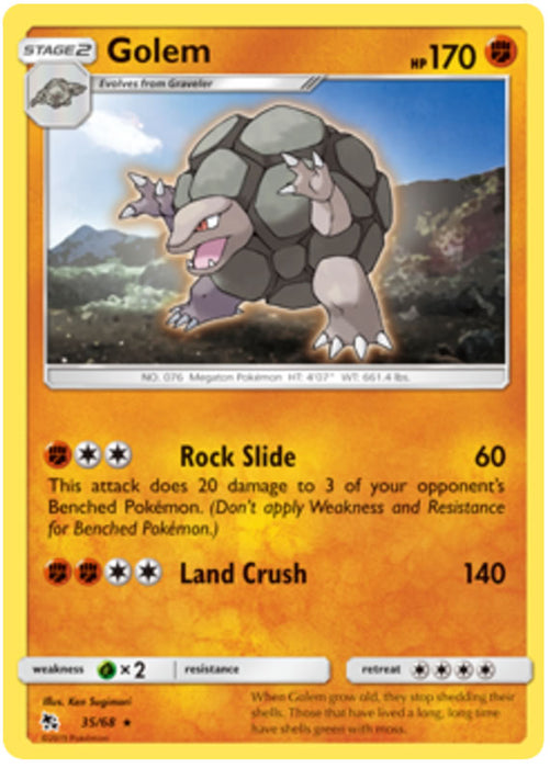 Golem 35/68 Rare Pokemon Card (Hidden Fates)