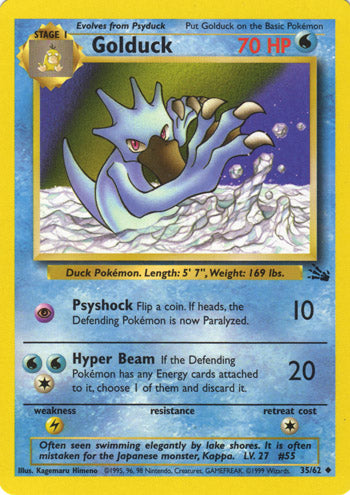 Golduck 35/62 Exc. Cond. Uncommon Pokemon Card (Fossil Set)